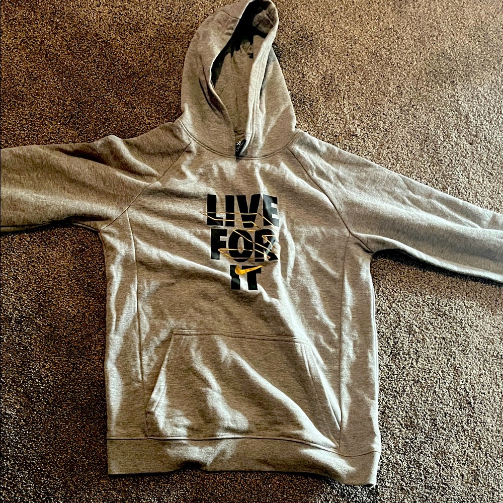 Gray NIKE 3BRAND Hoodie with 'Live For It' Graphic